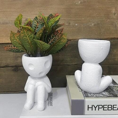 Art Portrait Sculpture Vase Creative Flower Pot Garden Abstract Character Pot Succulents Plant Pot Micro Landscape Decoration