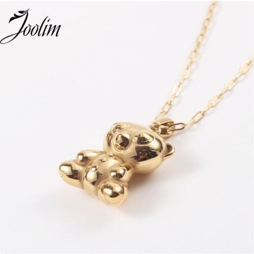 Joolim Jewelry PVD Gold Finish Fashionable Bear Pendant Necklace Stylish Stainless Steel Necklace