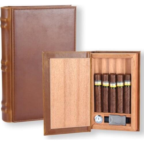 Cedar Wood Travel Humidor Cigar Box Portable Cigar Case W/ Hygrometer Humidifier Cigar Humidor Box For Cuba COHIBA Cigars