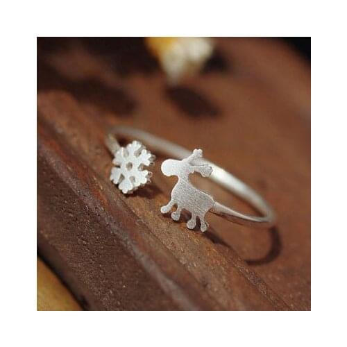 Personality Gothic Vintage Deer Snow Rings For Women Bridal Wedding Engagement Punk Resizable Antique Rings Rock Jewelry