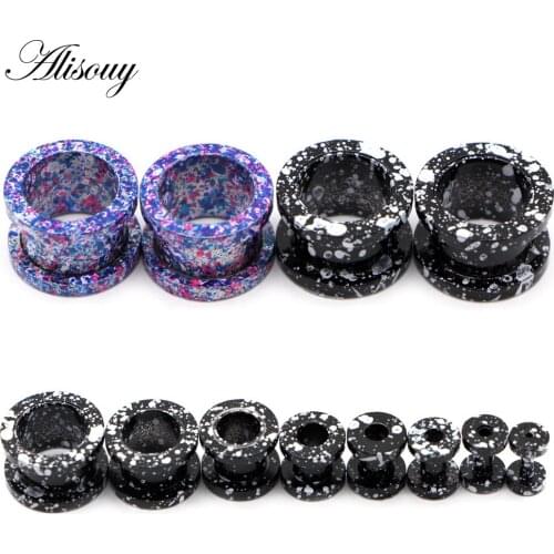 Alisouy 2pcs Ear Tunnels Stretching Kit Stainless Steel Earring Gauges Plugs Set Flared Screw Expander Body Jewelry 2-16mm