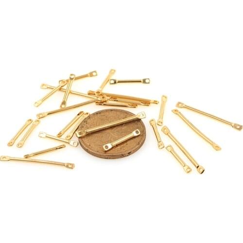 10PCS Brass Gold Two Hole Connecting Rods Connector For DIY Jewelry Making Clothing Findings