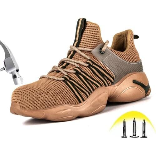 Summer Men and Women Breathable Safety Shoes Steel Toe Anti smash Anti piercing High Elastic Protective Safety Work Shoes 810