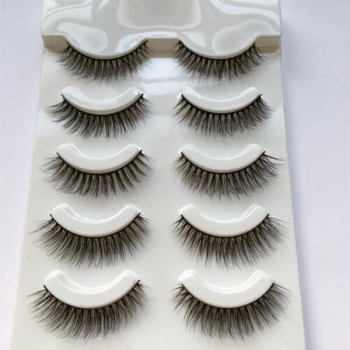 NEW 5 Pairs Makeup 3D Mink Eyelashes Fake False Eyelashes Flexible Wispy Fake Eye Lashes Extension Handmade Natural