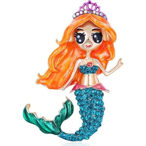 The new fashion cartoon ms mermaid corsage joker character alloy set auger drip brooch on the spot