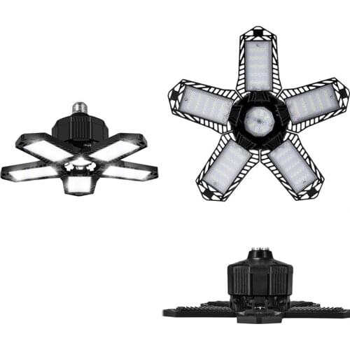 New LED Garage Lights - 8000LM Super Bright 80W Deformable Garage Ceiling Light With 5 Adjustable Panels For Workshop