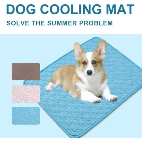 Pet Dog Cooling Mat Summer Portable Pet Ice Silk Mat Bed For Puppy Kitty Breathable Washable Small Dog Cat Pad Pets Accessories