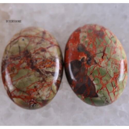 2Pcs/Lot 22x30MM Oval Natural Stone Bead Green Jaspe CAB Cabochon For Jewelry Making DIY Bracelet Necklace K508