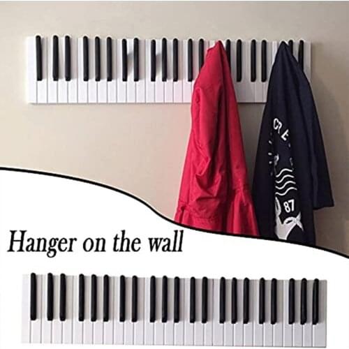 Piano Wooden Coat Racks Piano Keys Wall Mounted Coat Hook Hanger Wall Decoration Hat Storage Rack Wood Shelf