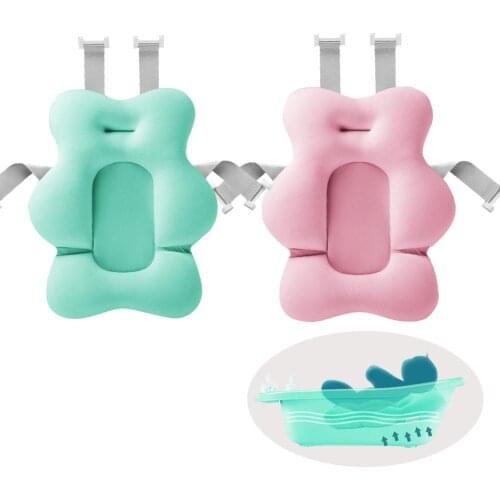Portable Baby Shower Bath Tub Pad Non-Slip Bathtub Mat Newborn Kids Safety Security Bath Support Cushion Foldable Soft Pillow
