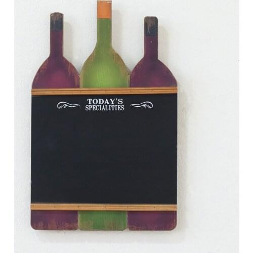 Shabby Vintage Wooden Wine Bottle Shape Wall Blackboard