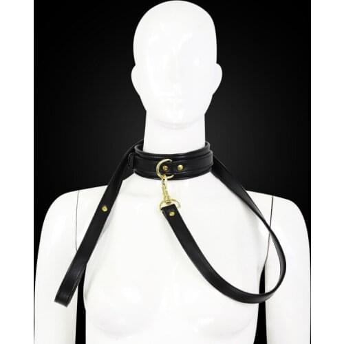 Leash Neck Chain Sex Straps Sm Bondage Bdsm Collar Pu Leather Neck Collar Fetish Steel Sexy Slave Women Restraint Erotic Bed New