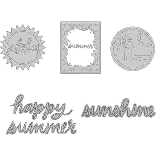 "Happy Summer" Words Sunshine Metal Cutting Dies For Scrapbooking Craft Embossing Stencil Die Cut Card Making Photo Decoration