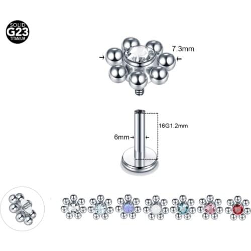 1Pc 16G Titanium Cluster Flower Earring Piercing circular shaped multi style stud Lip ear bone stud ear Piercing Jewelry