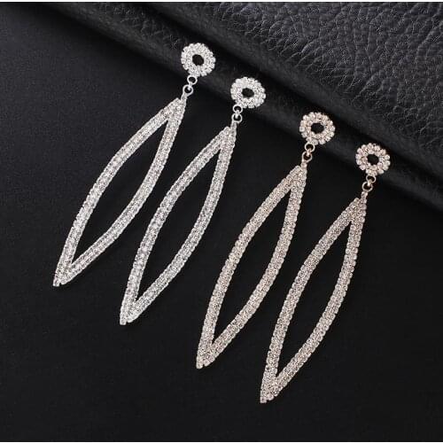 YFJEWE Bling Geometry Crystal drop Earrings for Women Full Rhinestone Dangle Earrings statement Fashion Wedding Jewelry E681