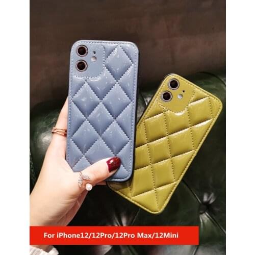 Silicone Back Phone Case Cover for iPhone12/12Pro/12Pro Max/12mini Diamond Shape Dustproof Shockproof PU Touch Mobile Phone Cove