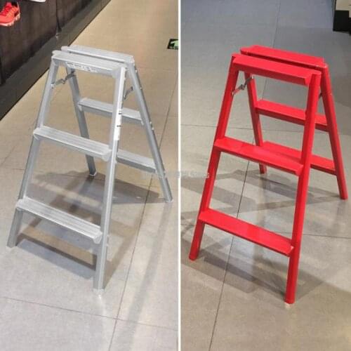 Aluminum Alloy Folding Ladder Three Step Household Light Herringbone Step Stool Photography Kitchen Stool Se-8 Re