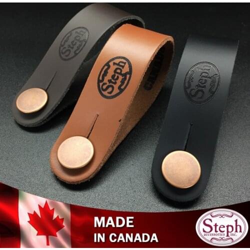 Steph Handmade HSS-002 Headstock Tie Guitar Strap Button Genuine Leather