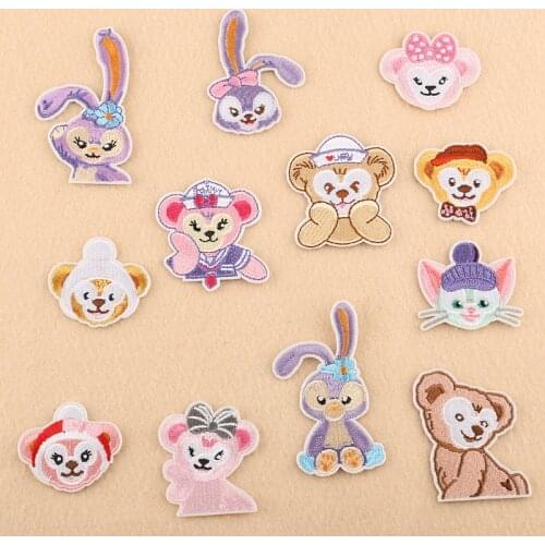 Diy Childrens Clothing Accessories Animal Cartoon Animation Rabbit Duffy iron on patches Bear Embroidery Cloth Sticking badge