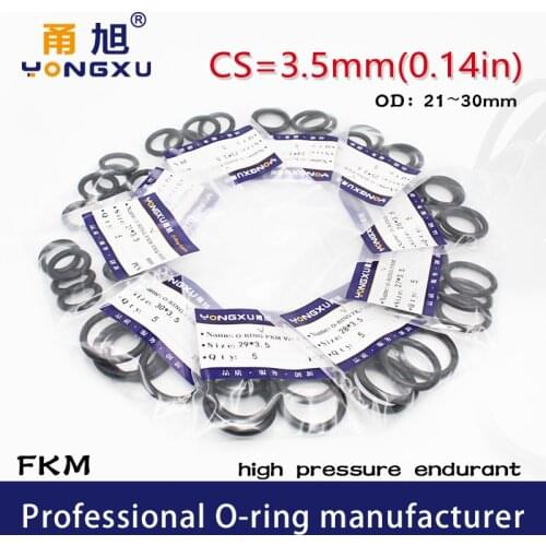 5PCS/lot Black FKM Rubber fluororubber O-rings Seals CS3.5mm OD21/22/23/24/25/26/27/28/29/30*3.5mm ORing Seal Gasket Ring Washer