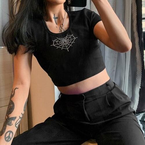 Heart Diamond Printed Y2K Crop Tops Women Vintage Retro Aesthetic 90s Tees Casual Crewneck Short Sleeves Tshirts Cuteandpsycho