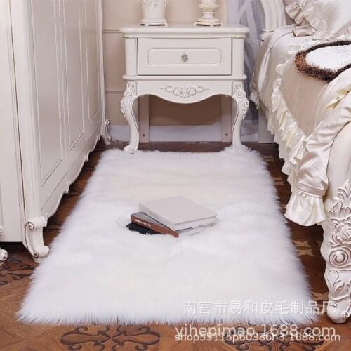 High Quality 5 Colors Super Soft Pure Blanket Kitchen Bed Shiny Sheepskin Washable Rugs Faux Fur Mats Wool Carpet Washable WY817