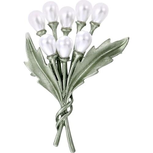 WEIMANJINGDIAN Brand New Arrival Delicate Green Lily Brooch Pins Dress Coat Decoration Jewelry Accessories