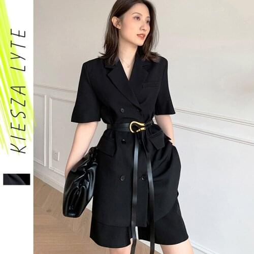 Women Fashion Short Sleeve Fitting Blazer Women Casual 2021 New Summer Casual Suits Double Breasted Chic Tops