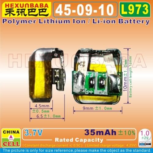 10pcs [L973] 3.7V 35mAh [450910] Polymer Li-Ion Battery For TWS Wireless Bluetooth Earphone Headphone