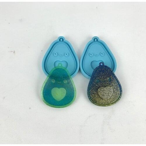 2PCS Avocado Cartoon Key Chain Silicone Mold DIY Creative Fruit Phone Pendant Jewelry Decorative Hanging Mirror Mold For Resin