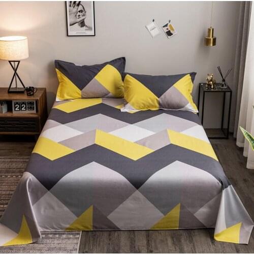 3pcs Bedding Bedsheet and Pillowcase Washed Cotton Flat Bed Sheets Soft Bed Linens Single/Twin/Full/Queen/King Size Bed Cover