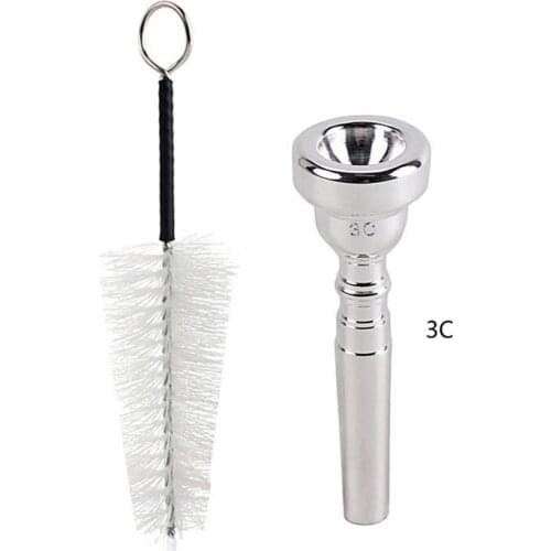 3C Trumpet Mouthpiece With Brush Set Big Mouthpiece Flute Head Brushes Wind Instruments Tools Trumpet Mouthpiece Cleaning Brush