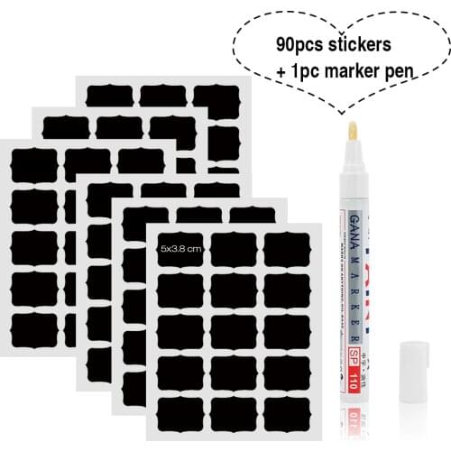 90pcs Spice Sticker Jars Stickers Kitchen Pantry Labels Kitchen Organizer Storage Bottles Waterproof Jar Blackboard Stickers