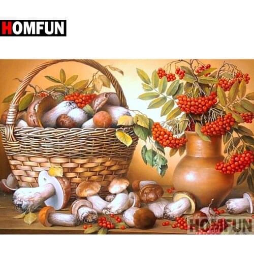 HOMFUN Full Square/Round Drill 5D DIY Diamond Painting "Mushroom basket" Embroidery Cross Stitch 3D Home Decor A10494