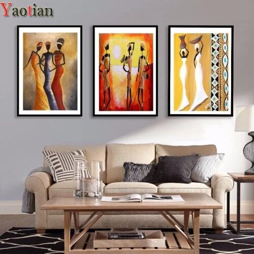 DIY 5D Diamond Painting 3 Panels African Woman Home Decoration Full Square Round Craft Kits Embroidery Rhinestone Picture Mosaic