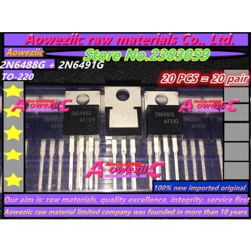 Aoweziic 100% new imported original 2N6488G 2N6491G 2N6488 2N6491 TO-220 Complementary power transistor ( 1pair)