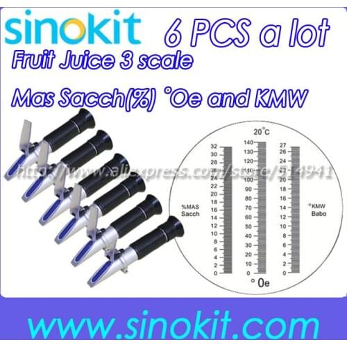 Free Shipping CE certification 6pcs Per Lot 0-140 'Oe Hand held Wine/Oe/Brix Refractometer RHB-32sATC
