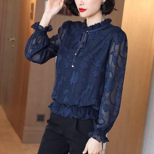 Blouse Women Chiffon Shirt Womens Long Sleeve Autumn Winter Loose Chiffon Shirt Top Blusas Mujer De Moda