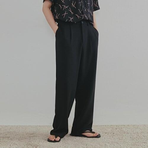 Mens pants fashion simple vertical straight wide leg pants casual suit pants loose large pants trendy men