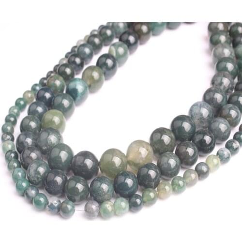 Lan Li fashion natural Jewelry green Aquatic agates stones loose beads DIY woman bracelet necklace ear stud and accessories