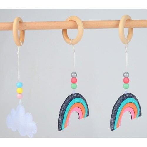 Baby Play Gym Frame Pendant Stroller Hanging Ornaments Wood Fitness Rack Decoration for Newborn Rattle Toys