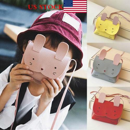 Baby Kids Coin Purses Girls Children Cute Rabbit mini small Wallet Coin Shoulder Messenger Bag