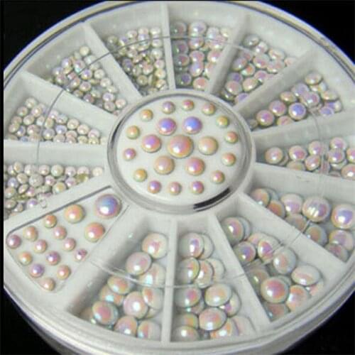 DIY 1MM/2MM3MM Mix 3D Wihte AB Crystal Metal Pearl Nails Glitter Rhinestones Wheel Nail Art Decorations Makeup Tools