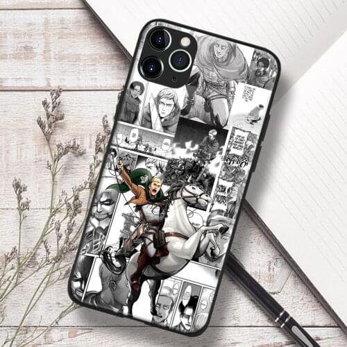 Erwin Smith Attack on Titan Anime Soft TPU Glass Phone Case for IPhone SE 6s 7 8 Plus X Xr Xs 11 12 Mini Pro Max Samsung