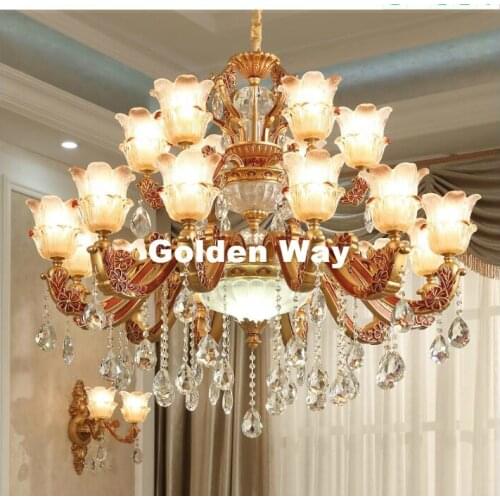 European Zinc Lustres Chandelier Genuine Bronze Color K9 Crystal Chandelier E14 LED AC High Quality Chandelier 100% Guaranteed