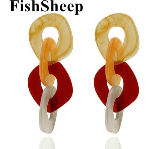 FishSheep Fashion 2018 ZA Jewelry Big Irregular Acrylic Dangle Earrings For Women Geometry Ethnic Resin Circle Drop Earrings