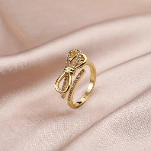 Steel nail classic bow titanium steel rose gold ring