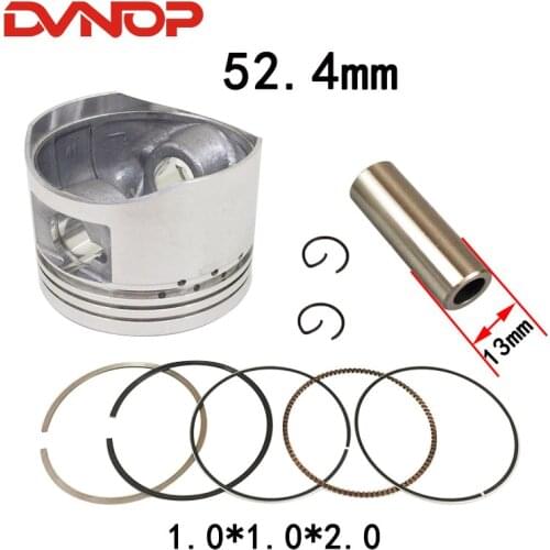 Motorcycle 52.4mm Piston Ring 13mm Pin Set Kit Assembly for 110cc ATV Dirt Bike & Go Kart K082-004