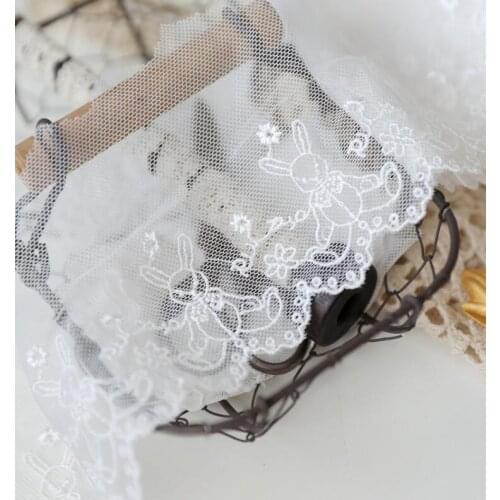 1 Meter/lot Lovely Bear Rose Fabric Lace Embroidery Net Lace Trim For Sewing Decoration DIY Craft Clothing Accessories