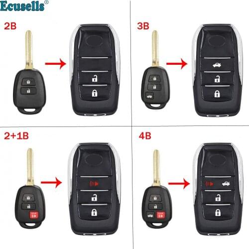 2/3/4 Buttons Modified Flip Blank Remote Key Shell Case Fob for Toyota Camry Corolla RAV4 Highlander Tacoma with TOY43 Blade